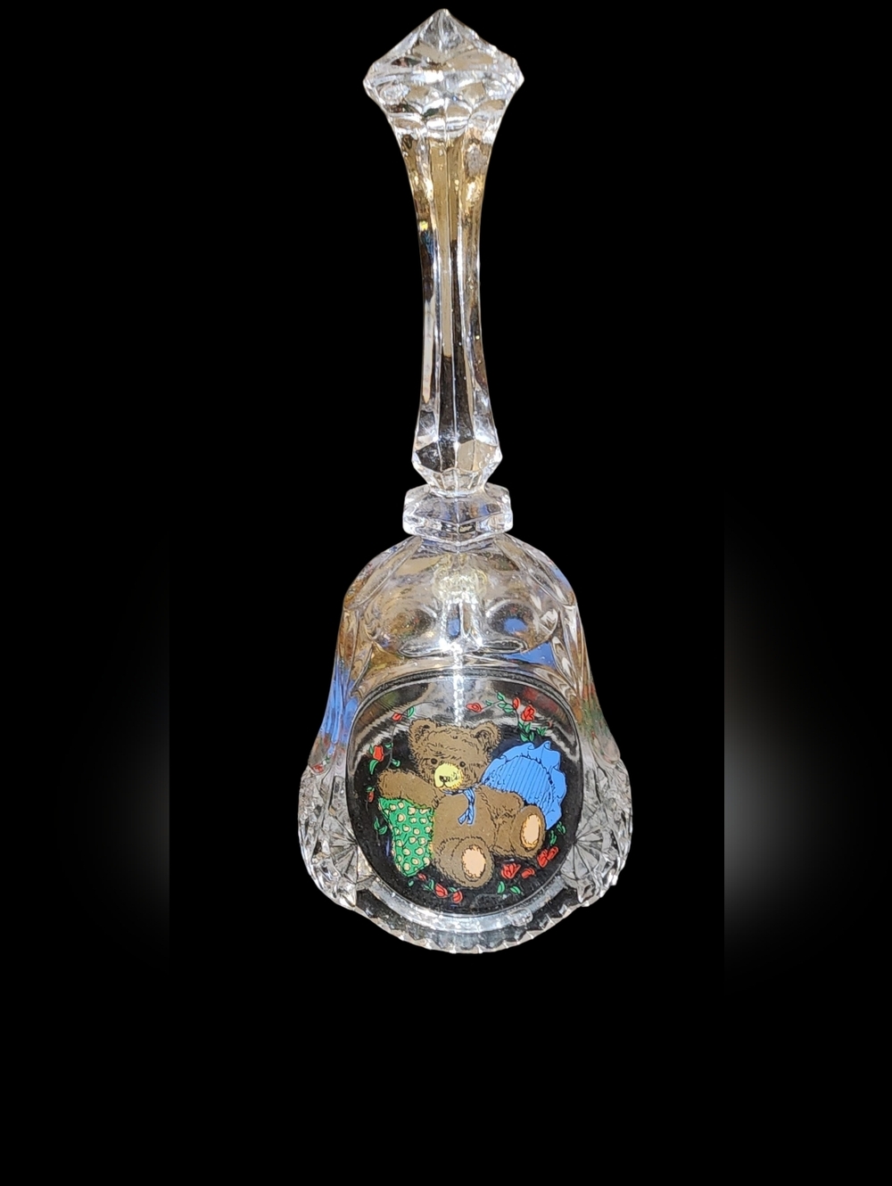 Lead Crystal Hand Bell with Teddy Bear  Motif